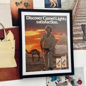 Vintage Camel Lights Advertisement Framed Art Ad Home Decor Wall Art Memorabilia